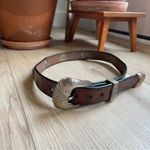 Buffalo Nickel Brown Leather Belt, Vintage